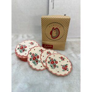 Vintage Sylvia Drip Mats Set Of Floral Pattern Coasters With Box